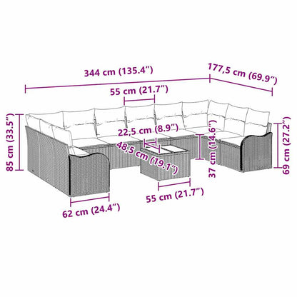Set Divano da Giardino 11 pcs Beige e Bianco polyrattan | homemem39