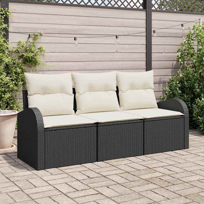 Set Divano da Giardino 3 pcs Nero e bianco Poly Rattan | homemem39