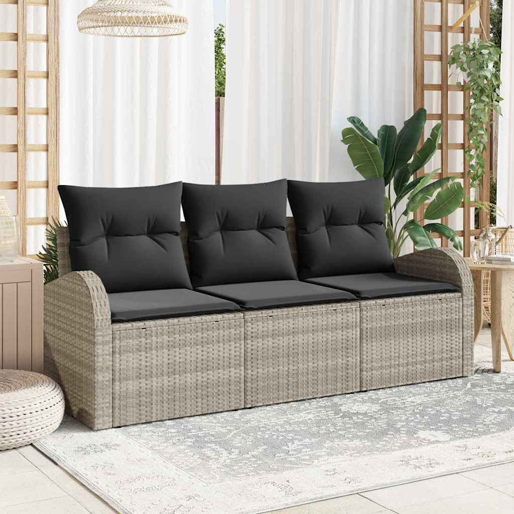 Set Divano da Giardino 3 pcs Grigio chiaro Poly Rattan | homemem39
