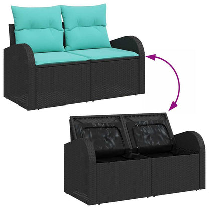 Set Divano da Giardino 5 pcs Nero e Turchese polyrattan | homemem39