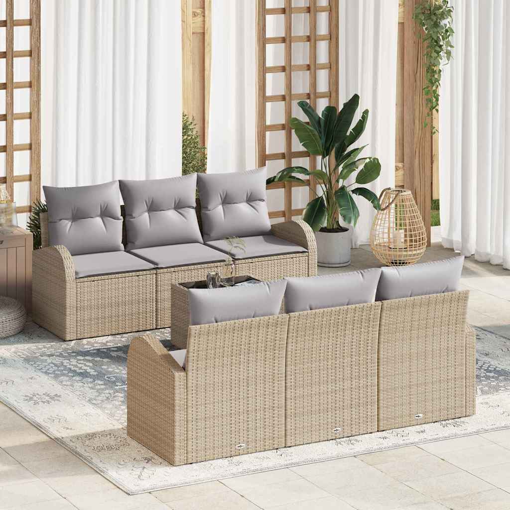 Set Divano da Giardino 7 pcs Beige e grigio polyrattan | homemem39