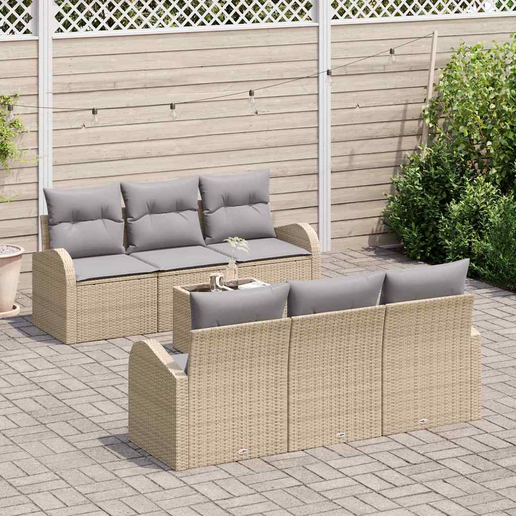 Set Divano da Giardino 7 pcs Beige e grigio polyrattan | homemem39