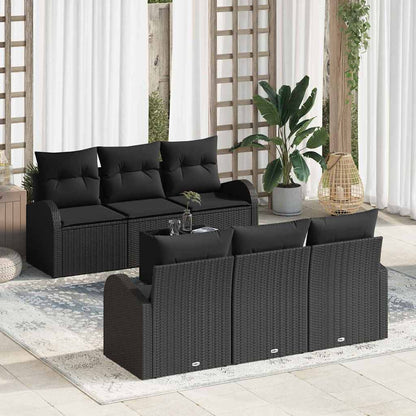 Set Divano da Giardino con archiviazione 7 pcs Nero polyrattan