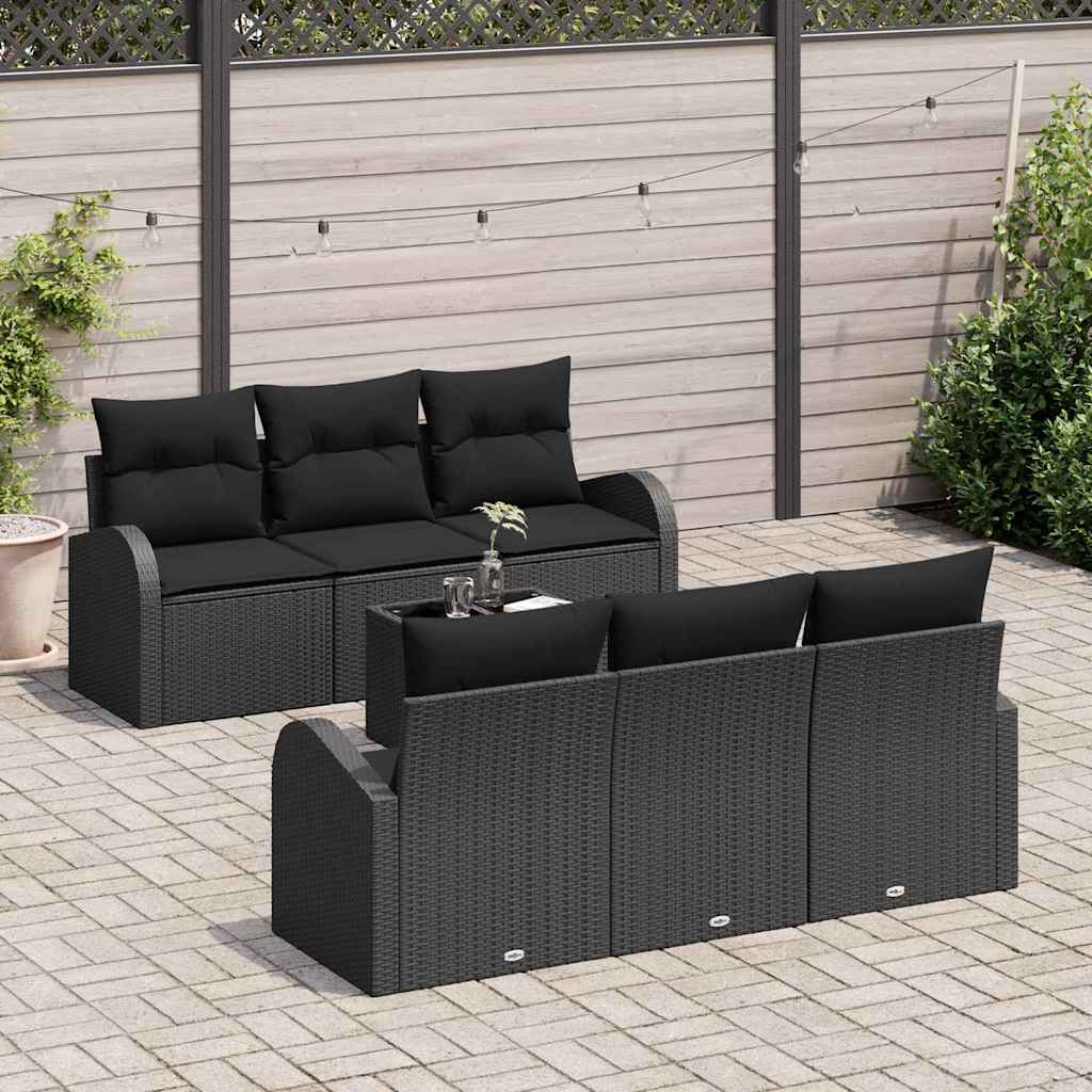 Set Divano da Giardino con archiviazione 7 pcs Nero polyrattan