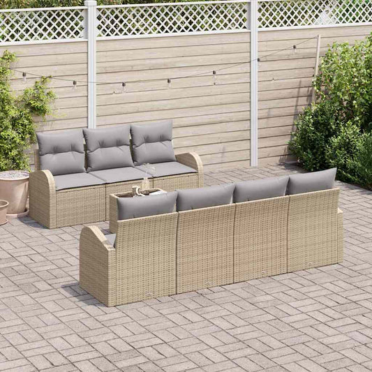 Set Divano da Giardino con cuscino 8 pcs Beige e grigio