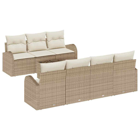 Set Divano da Giardino con cuscino 8 pcs Beige e Crema