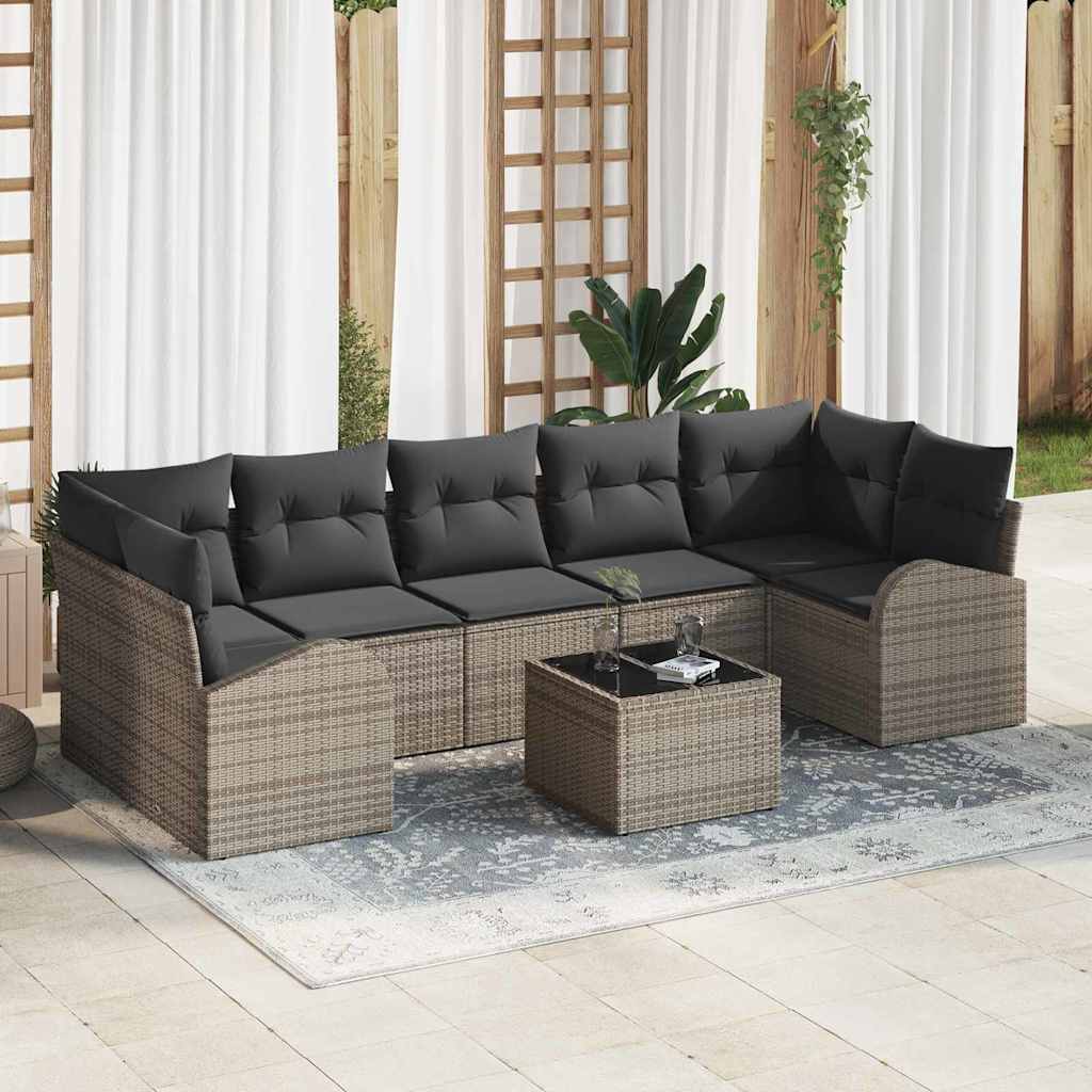 Set Divano da Giardino 8 pcs Grigio 289 x 124 x 69 cm