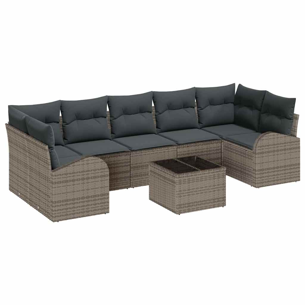 Set Divano da Giardino 8 pcs Grigio 289 x 124 x 69 cm