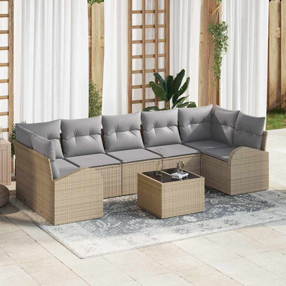 Set Divano da Giardino 8 pcs Beige e grigio 289 x 124 x 69 cm
