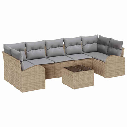 Set Divano da Giardino 8 pcs Beige e grigio 289 x 124 x 69 cm