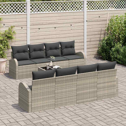 Set Divano da Giardino 9 pcs Grigio chiaro e grigio scuro
