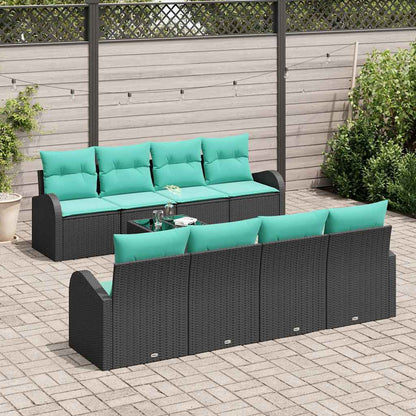 Set di divani con cuscino 9 pcs Nero e Turchese polyrattan | homemem39
