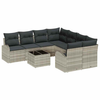 Set di divani 9 pcs Grigio chiaro e grigio scuro polyrattan | homemem39