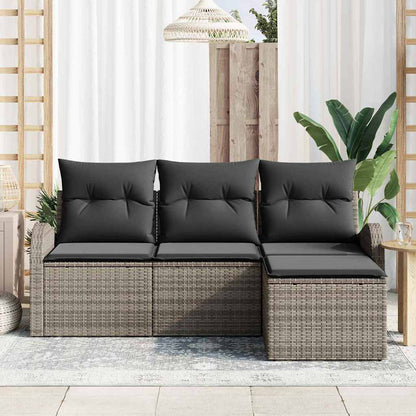 Set di divani con cuscino 4 pcs Grigio polyrattan | homemem39