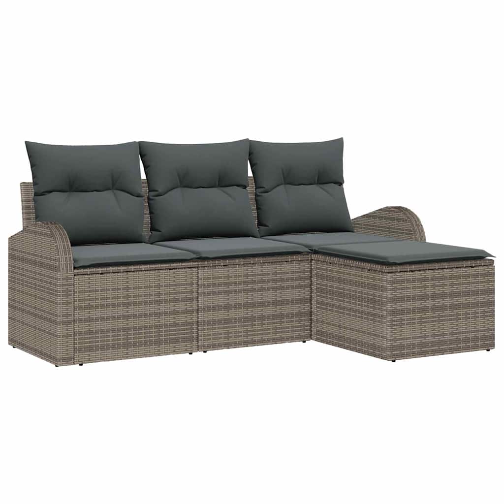 Set di divani con cuscino 4 pcs Grigio polyrattan | homemem39