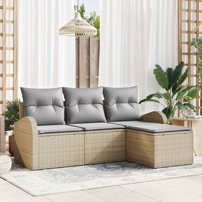 Set di divani 4 pcs Beige e Grigio Chiaro polyrattan | homemem39