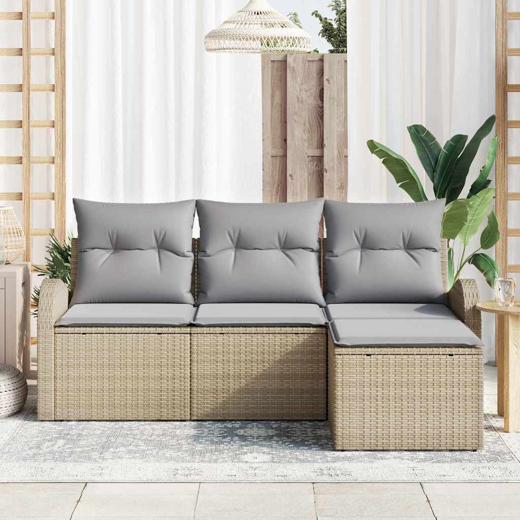 Set di divani 4 pcs Beige e Grigio Chiaro polyrattan | homemem39