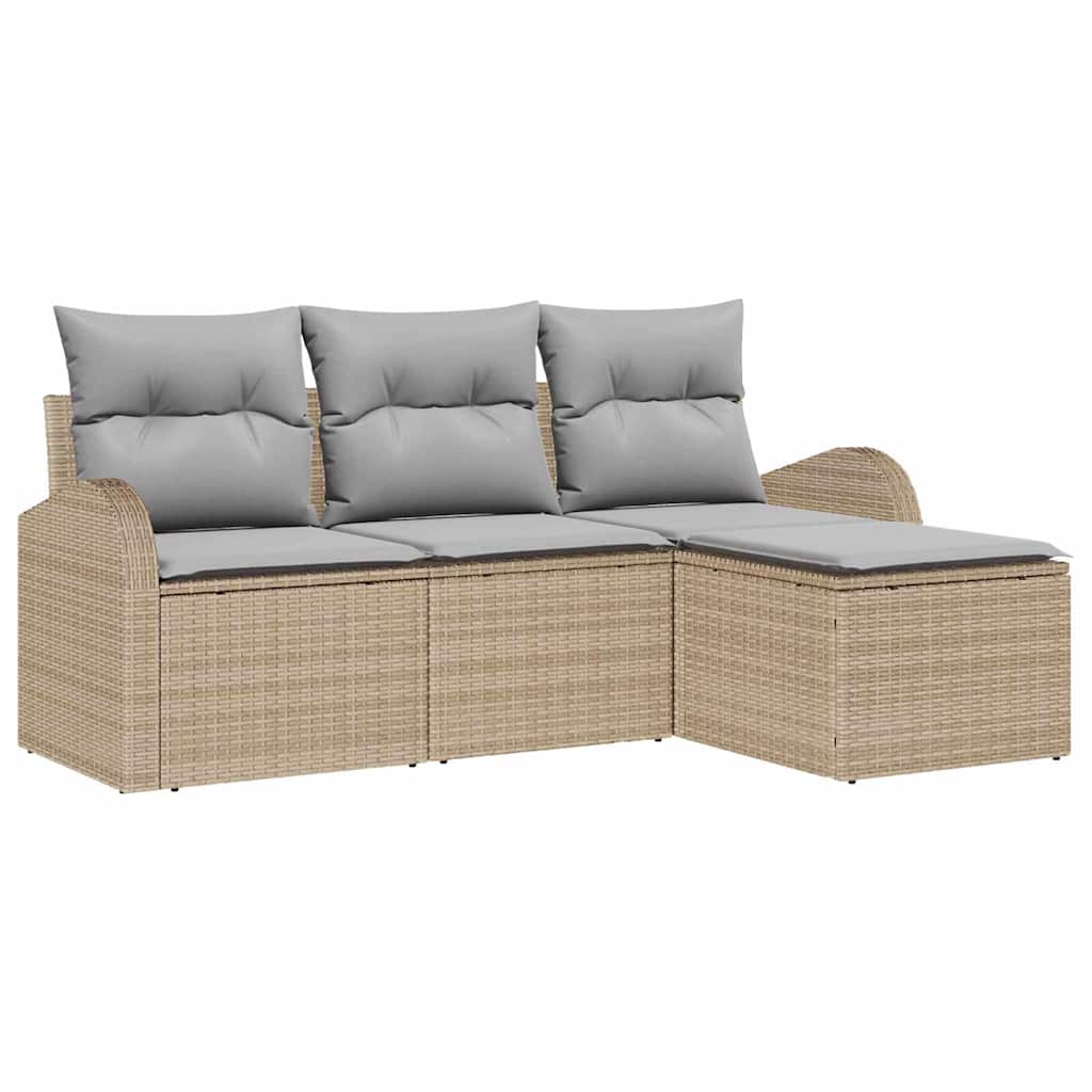 Set di divani 4 pcs Beige e Grigio Chiaro polyrattan | homemem39