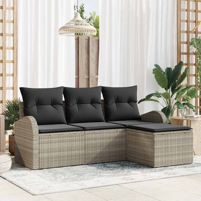 Set di divani con cuscino 4 pcs Grigio chiaro polyrattan | homemem39