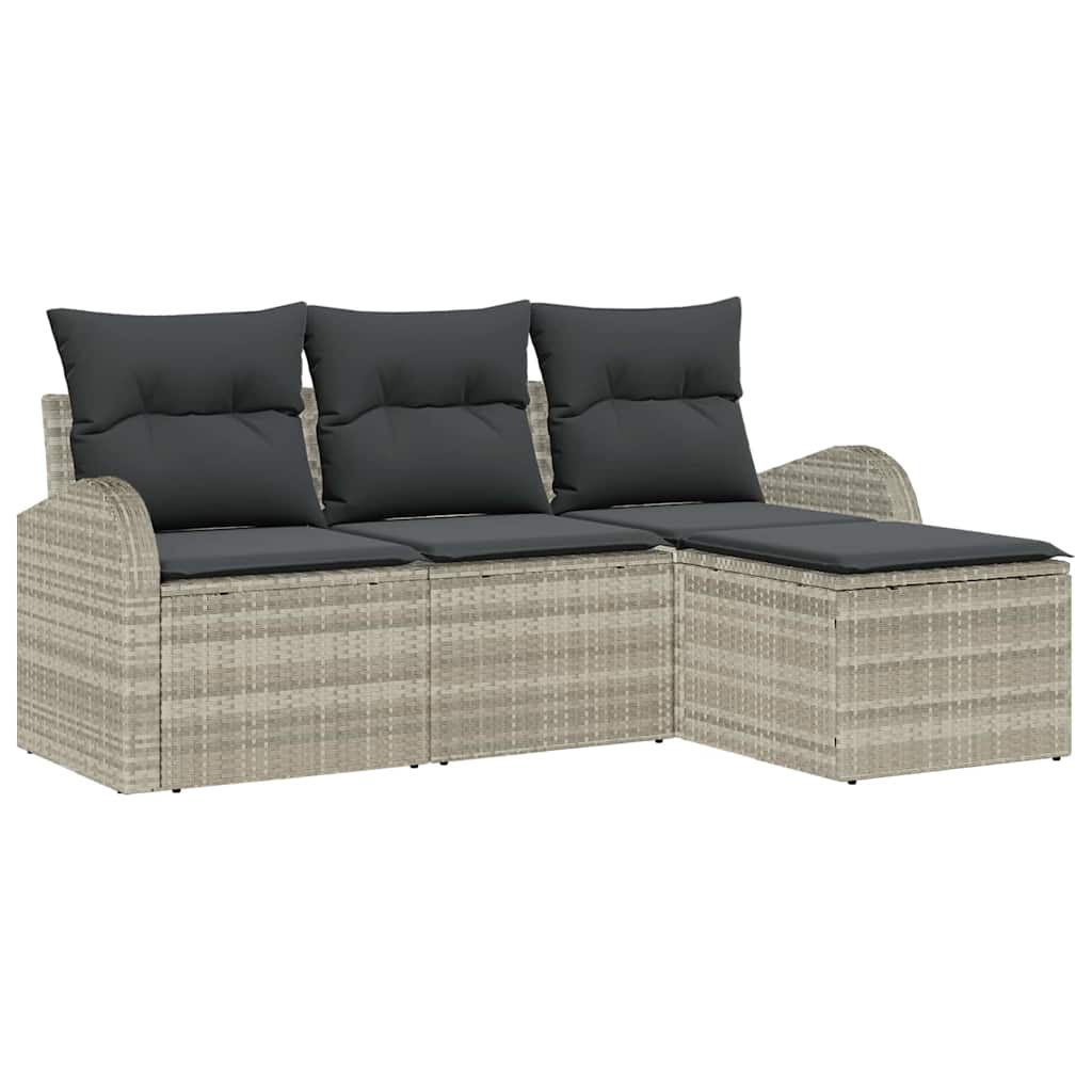 Set di divani con cuscino 4 pcs Grigio chiaro polyrattan | homemem39