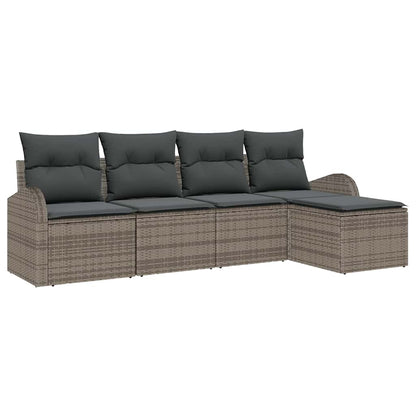 Set di divani con cuscino 5 pcs Grigio polyrattan | homemem39
