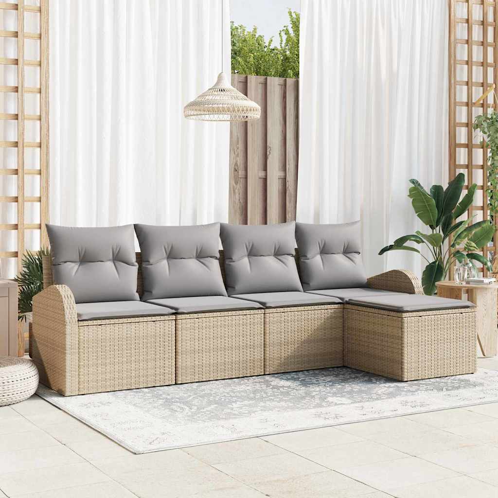 Set di divani 5 pcs Beige e Grigio Chiaro polyrattan | homemem39