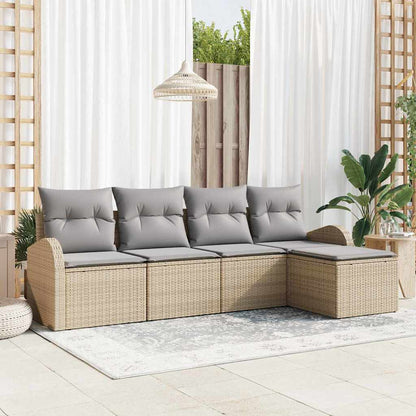 Set di divani 5 pcs Beige e Grigio Chiaro polyrattan | homemem39