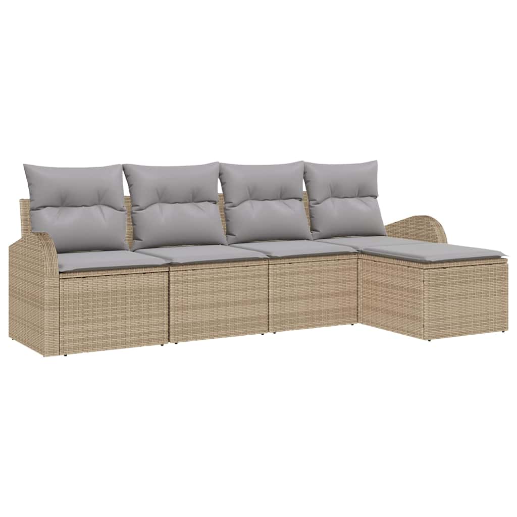 Set di divani 5 pcs Beige e Grigio Chiaro polyrattan | homemem39