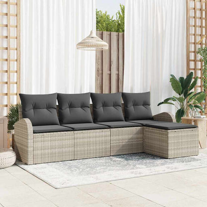 Set di divani con cuscino 5 pcs Grigio chiaro polyrattan | homemem39