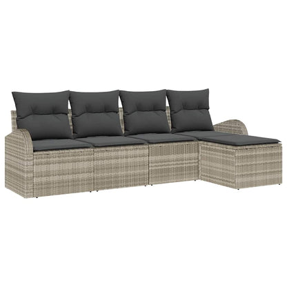 Set di divani con cuscino 5 pcs Grigio chiaro polyrattan | homemem39