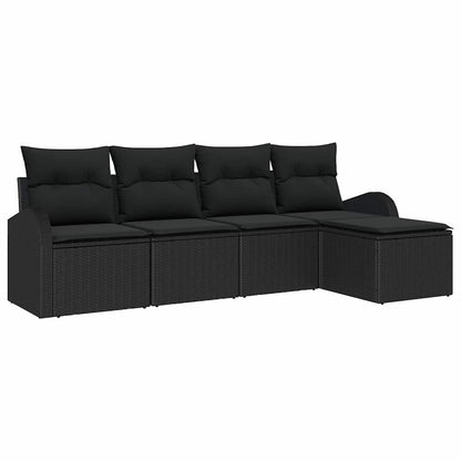 Set di divani con cuscino 5 pcs Nero polyrattan | homemem39