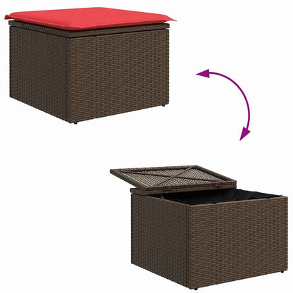Set di divani con cuscino 5 pcs Marrone e Rosso polyrattan | homemem39