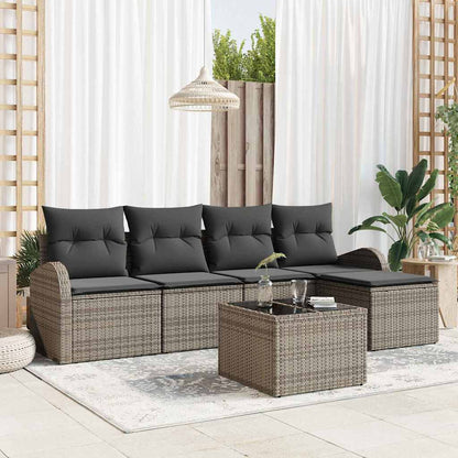 Set di divani con cuscino 6 pcs Grigio polyrattan | homemem39