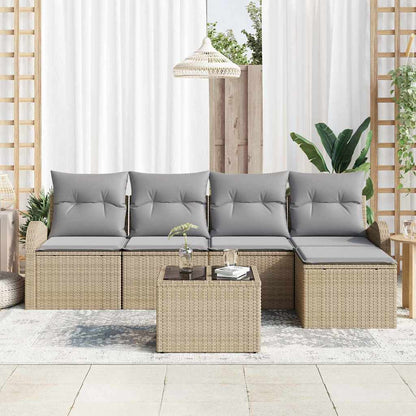 Set di divani 6 pcs Beige e Grigio Chiaro polyrattan | homemem39