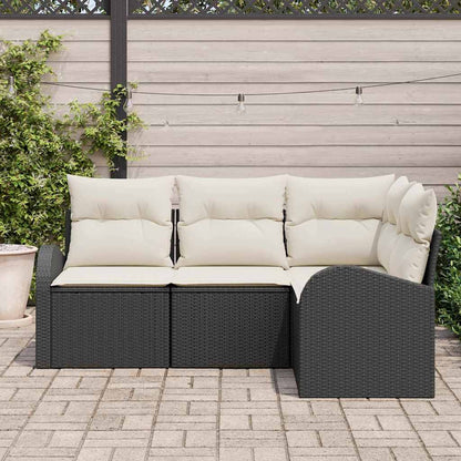 Set Divano da Giardino 4 pcs Nero e Bianco polyrattan | homemem39