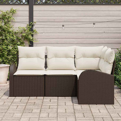 Set Divano da Giardino 4 pcs Marrone e bianco polyrattan | homemem39