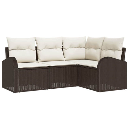 Set Divano da Giardino 4 pcs Marrone e bianco polyrattan | homemem39