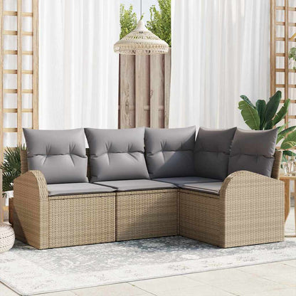 Set Divano da Giardino 4 pcs Beige e Grigio Chiaro polyrattan | homemem39