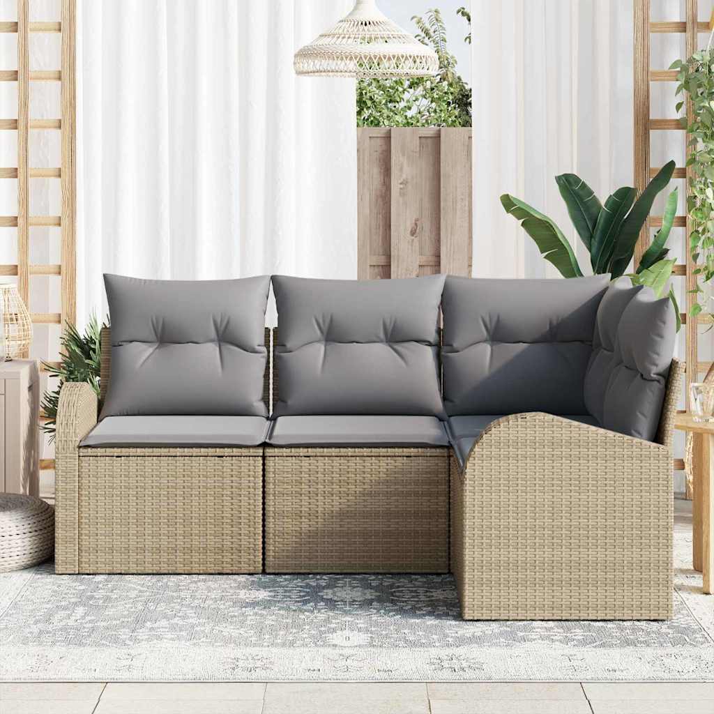 Set Divano da Giardino 4 pcs Beige e Grigio Chiaro polyrattan | homemem39