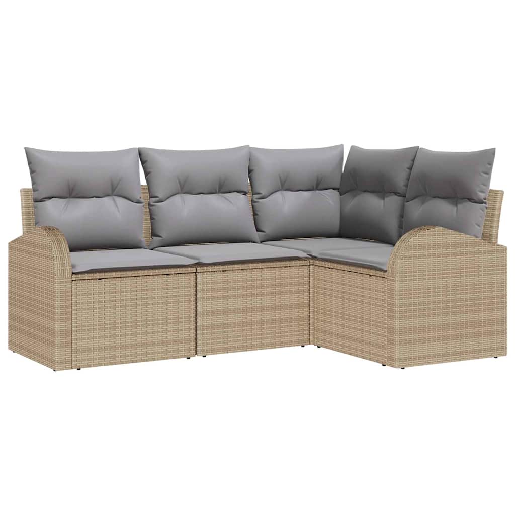 Set Divano da Giardino 4 pcs Beige e Grigio Chiaro polyrattan | homemem39