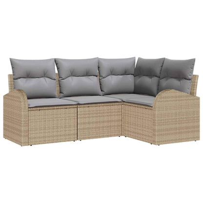 Set Divano da Giardino 4 pcs Beige e Grigio Chiaro polyrattan | homemem39