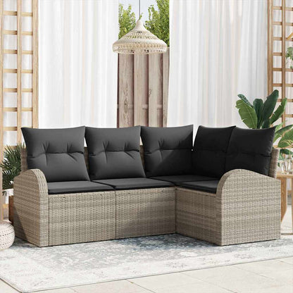 Set Divano da Giardino 4 pcs Grigio chiaro polyrattan | homemem39