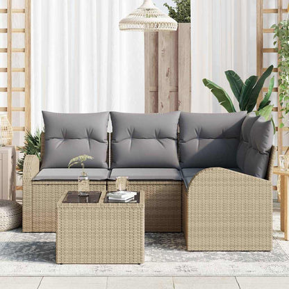 Set Divano da Giardino 5 pcs Beige e grigio chiaro polyrattan | homemem39