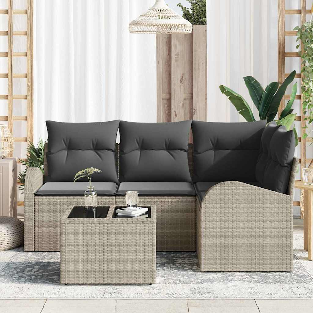 Set Divano da Giardino 5 pcs Grigio chiaro polyrattan | homemem39