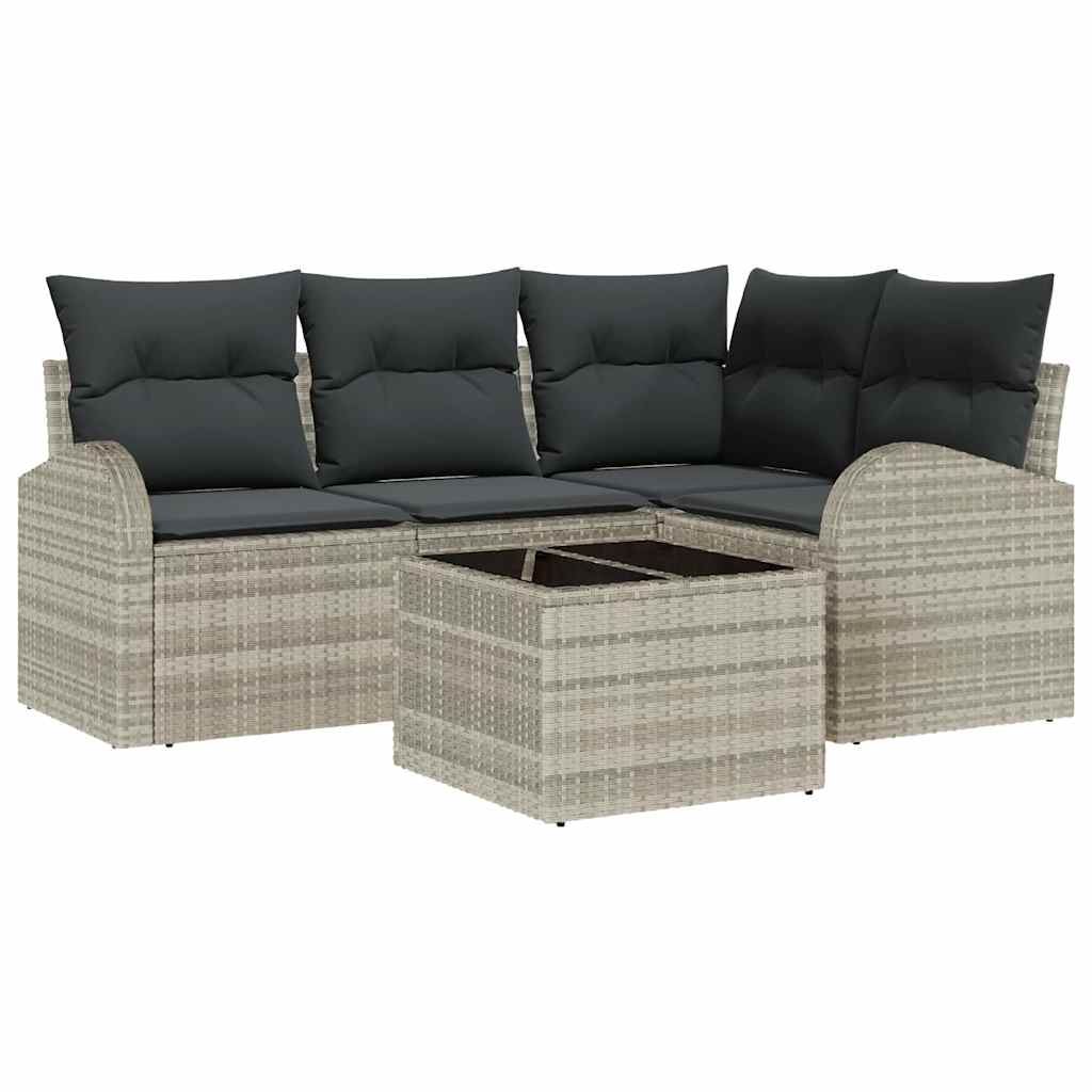 Set Divano da Giardino 5 pcs Grigio chiaro polyrattan | homemem39