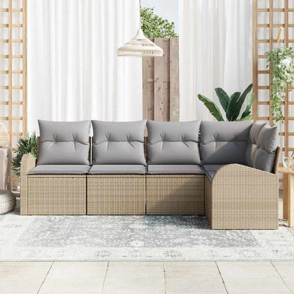 Set Divano da Giardino 5 pcs Beige e Grigio Chiaro polyrattan | homemem39