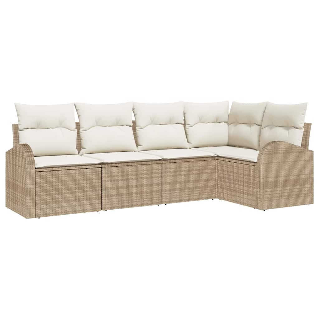 Set Divano da Giardino 5 pcs Beige e Bianco polyrattan | homemem39
