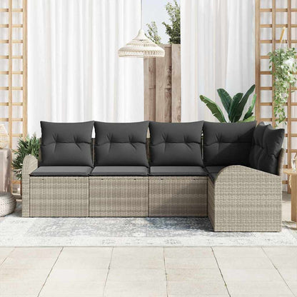 Set Divano da Giardino 5 pcs Grigio chiaro polyrattan | homemem39