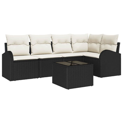 Set Divano da Giardino 6 pcs Nero e Bianco polyrattan | homemem39