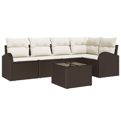 Set Divano da Giardino 6 pcs Marrone e bianco polyrattan | homemem39